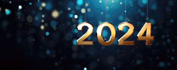 Golden 2024 number for Happy new year 2024 