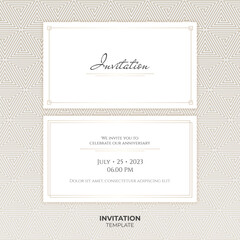 Golden wedding invitation design with elegant geometric pattern. Luxury vector illustration for cards, banners, and more. template for VIP events and party banner