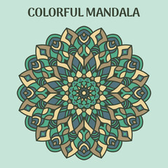 Vector hand drawn doodle mandala. Ethnic mandala with colorful ornament. Isolated. Bright colors.
