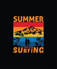 Surfing T-shirt Design, Surfing Beach T-shirt Design