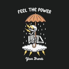 Skull rain tee graphics vector.