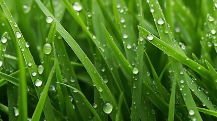Naklejka premium A close up of some grass with water droplets.