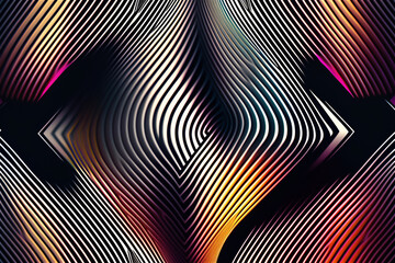 abstract dark geometric stripped retrowave background with neo-pop colors