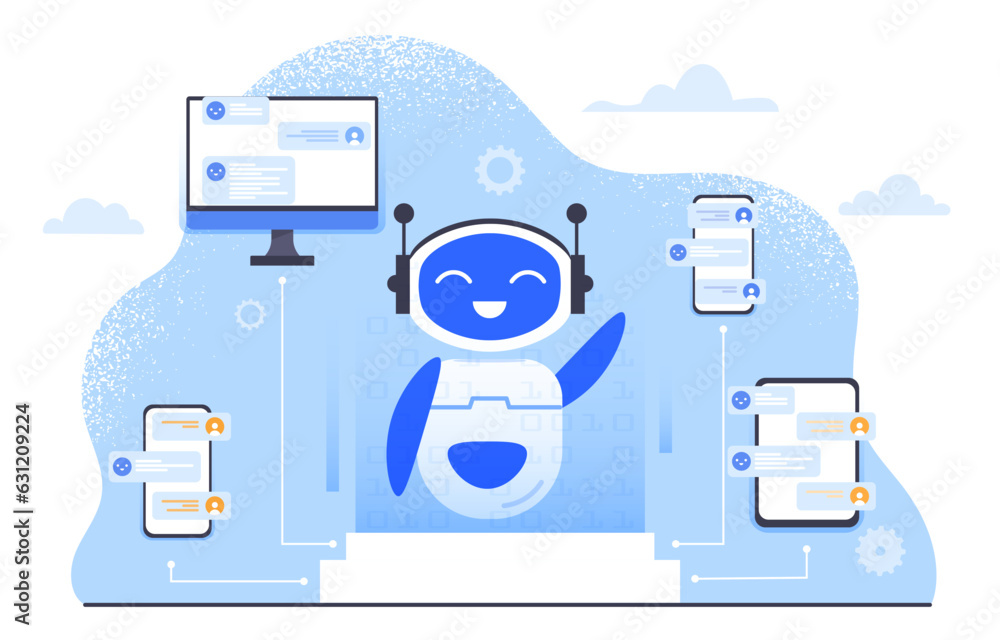 Poster ai chat bot concept. artificial intelligence and machine learning. modern technologies and innovatio