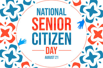 National Senior Citizen day wallpaper design with colorful shapes and typography in the center.