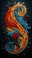 Abstract background with colorful fractal paisley.