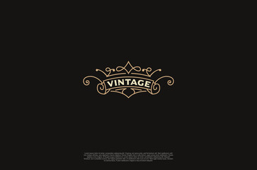 Fototapeta na wymiar Old vinatage label ornament logo antique label decorations. Vector design element
