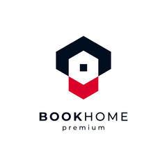 abstract book and home for education, school or library logo design