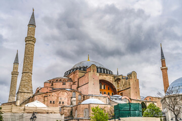 Fototapeta na wymiar Hagia Sophia Mosque Dome Minarets Istanbul Turkey