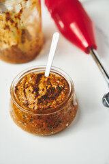 Fiery Roasted Red Pepper Pesto Pasta Sauce: A Spicy Medley of Roasted Peppers and Bold Flavors for All Seasons