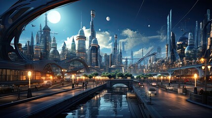 Futuristic city concept and design. Generative AI