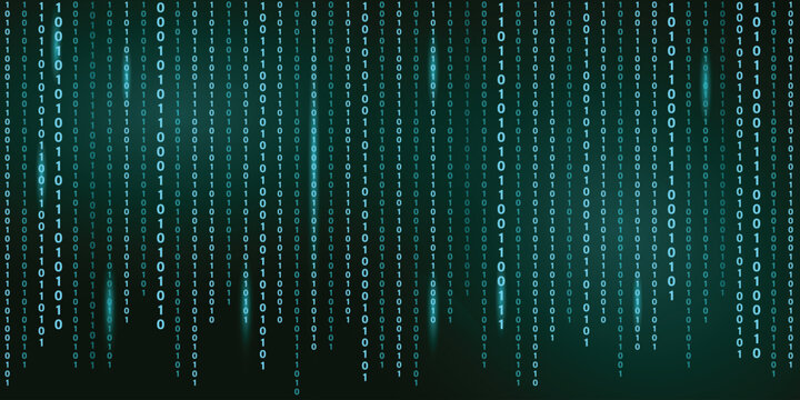 Abstract futuristic cyberspace binary code, matrix background  light blue color vector 