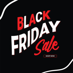 Black friday sale promo banner or post design with creative text effect vector