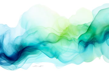 Watercolor Background, Abstract Wave Background, blue, green, turquoise, light green Vector Illustration, transparent Background, isolated, png. AI generated