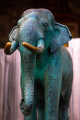 Bronze statue of a sacred elephant at Wat Chedi Luang : Chiang Mai