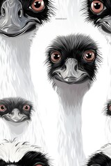 Ostrich faces seamless tiles