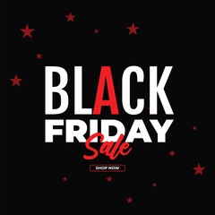 Black friday sale promo banner or poster design with stars design