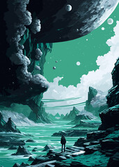 Space landscape illustration (Generative AI)