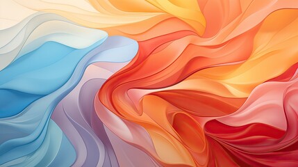 Obraz premium The image features an orange, blue, yellow, and red curved design. (Generative AI)