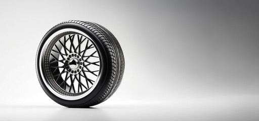 Obraz na płótnie Canvas Car tire in white background. Tire isolated on white background with copy space. 