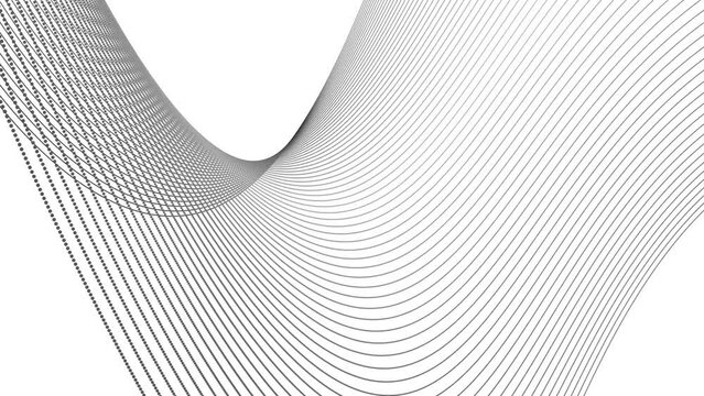 Abstract curve lines wave net with dots motion background 