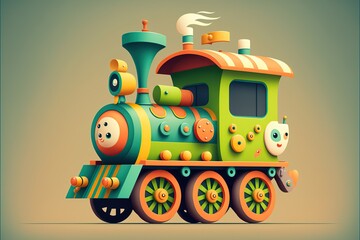 Cute cartoon train, vector art style