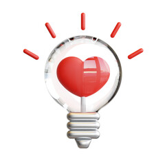 3d love bulb valentine concept high quality render icons