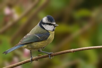 A closeup shot of a Blue Tit perched on a branch