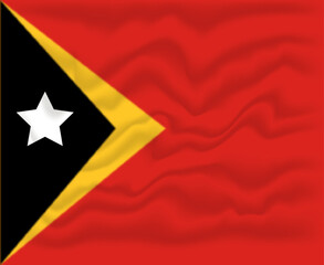 vector realistic East Timor flag red and flower white wavy abstract background with textured