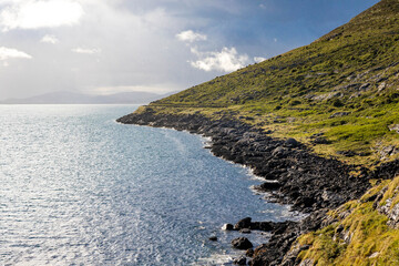Scenic seashore coast road landscape in the morning Ireland
