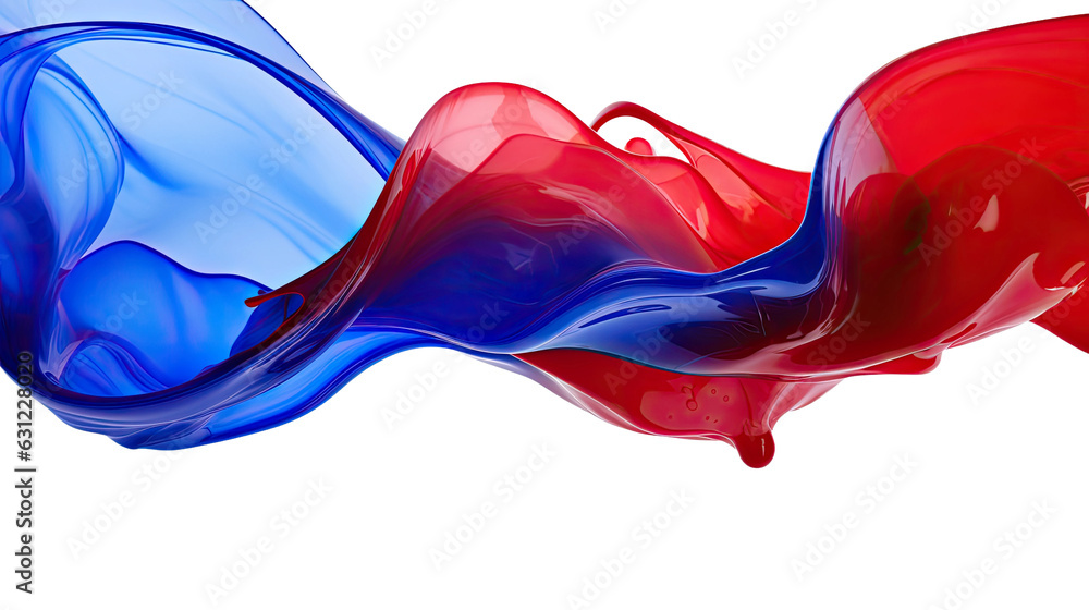 Wall mural combining cherry red and cobalt blue in an abstract futuristic texture isolated on a transparent bac