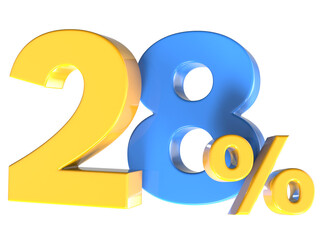 28 Number Gold 3D Render