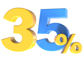 35 Number Gold 3D Render