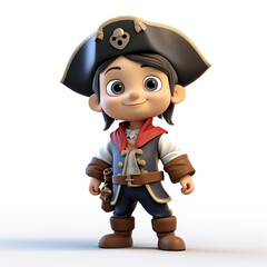 Naklejka premium 3d people pirate cartoon on white