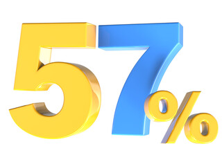 57 Number Gold 3D Render