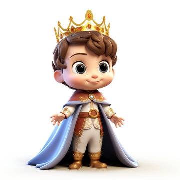 3d cartoon prince on white