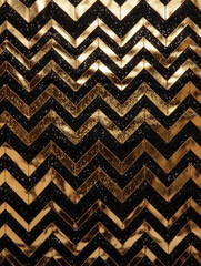 Ai Generated Art Black and Gold Sparkly Chevron pattern