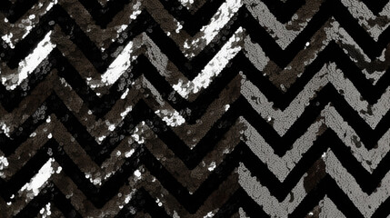 Ai Generated Art Black and Silver Sparkly Chevron pattern with  a Silver Glitter Shimmer