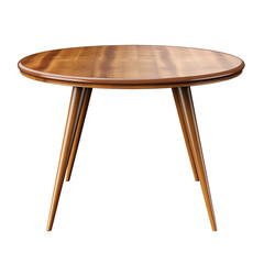 Round wooden retro dining table isolated on transparent backround with clipping path included in a...