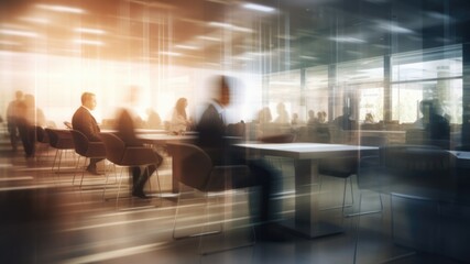 Meeting in conference room with blurry backgrounds business people