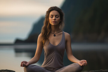 Fototapeta na wymiar Inspirational Yoga Instructor Promoting Mindfulness And Selflove