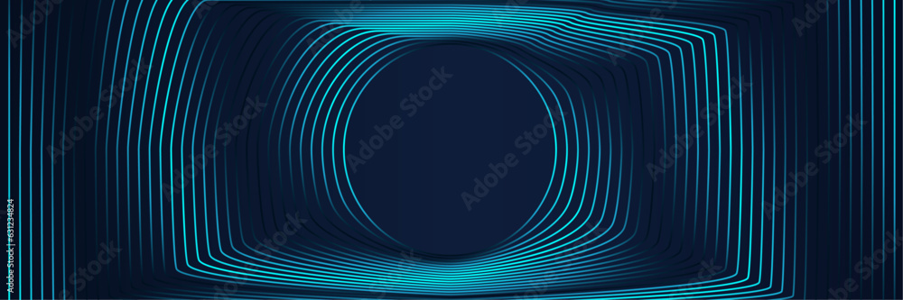 Aufkleber abstract dark blue background with glowing blue rounded rectangle lines. modern shiny geometric stri