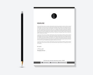 Black Creative and Clean Letterhead. Corporate modern Letterhead design template.