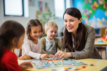 Teacher And Students Playing Educational Games In Class