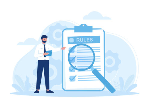 Evaluation of company regulations concept flat illustration
