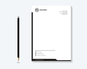 Black Creative and Clean Letterhead. Corporate modern Letterhead design template