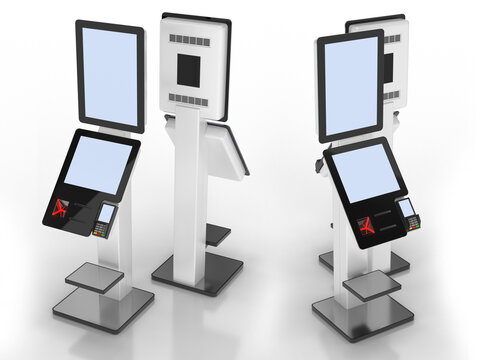 Payment terminal, ATM. 3d illustration