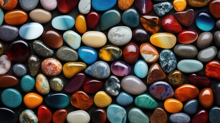 A close up of a bunch of different colored rocks.