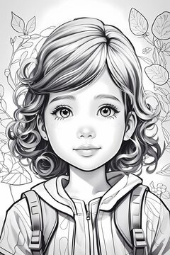 portrait of a girl white background , cartoon person