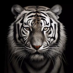 Fototapeta na wymiar Portrait of a tiger on a black background. ai generated 